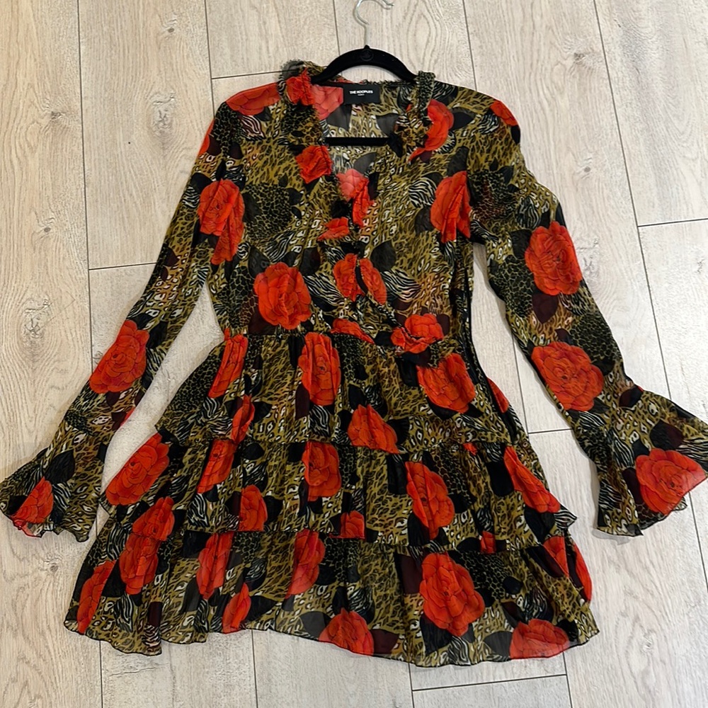 The Kooples long sleeve leopard/rose dress.